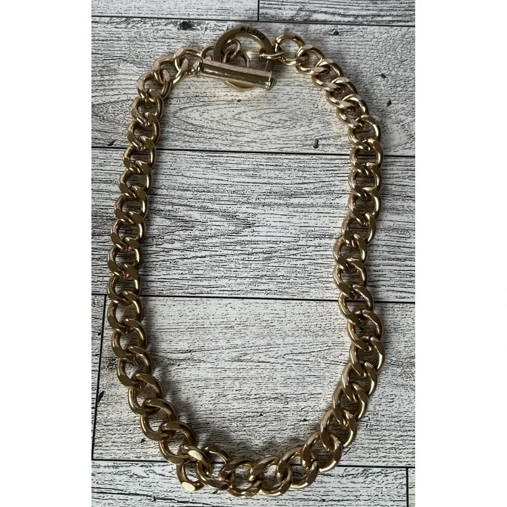 Aldo Chunky Chain Link Choker Necklace Gold Tone 18
